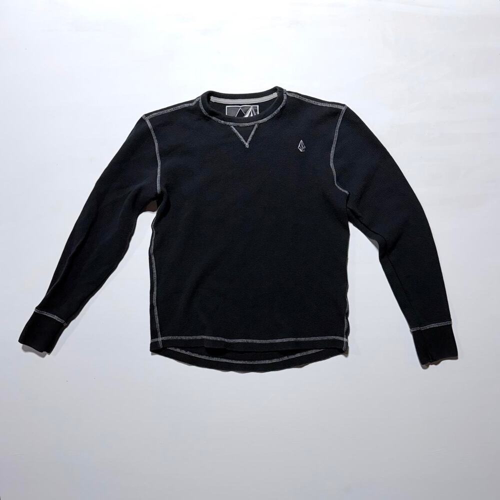 Volcom black cotton thermal long sleeve
